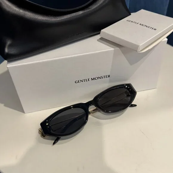 Gentle Monster Designer Oval Black Sunglasses Minimal Luxury Look - Picture 3 of 8